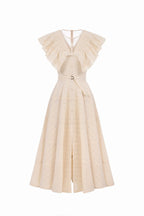 sally Ruffled V-neck midi Dress in apricot Flowering Girl