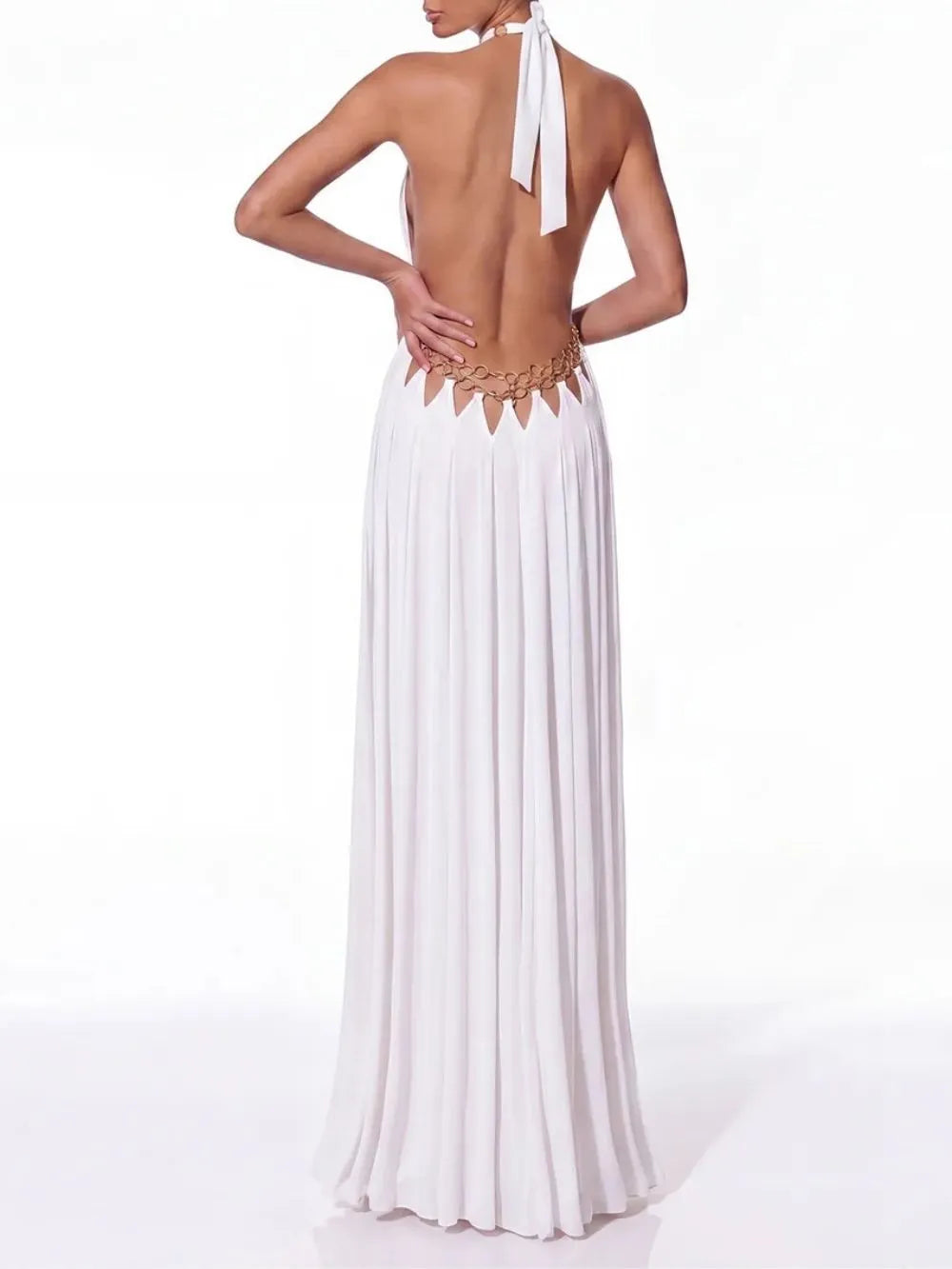 Tavion White Backless Cutout Maxi Dress Flowering Girl