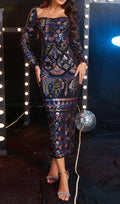 Cansu Long Sleeve Sequin Midi Dress Flowering Girl