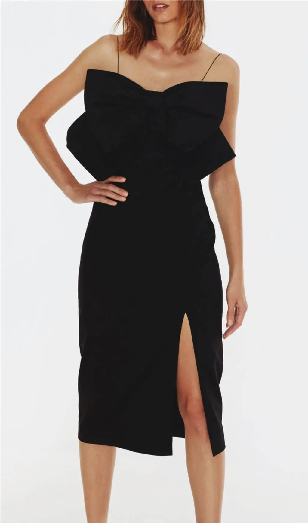Bow Suspender Dress In Black Flowering Girl