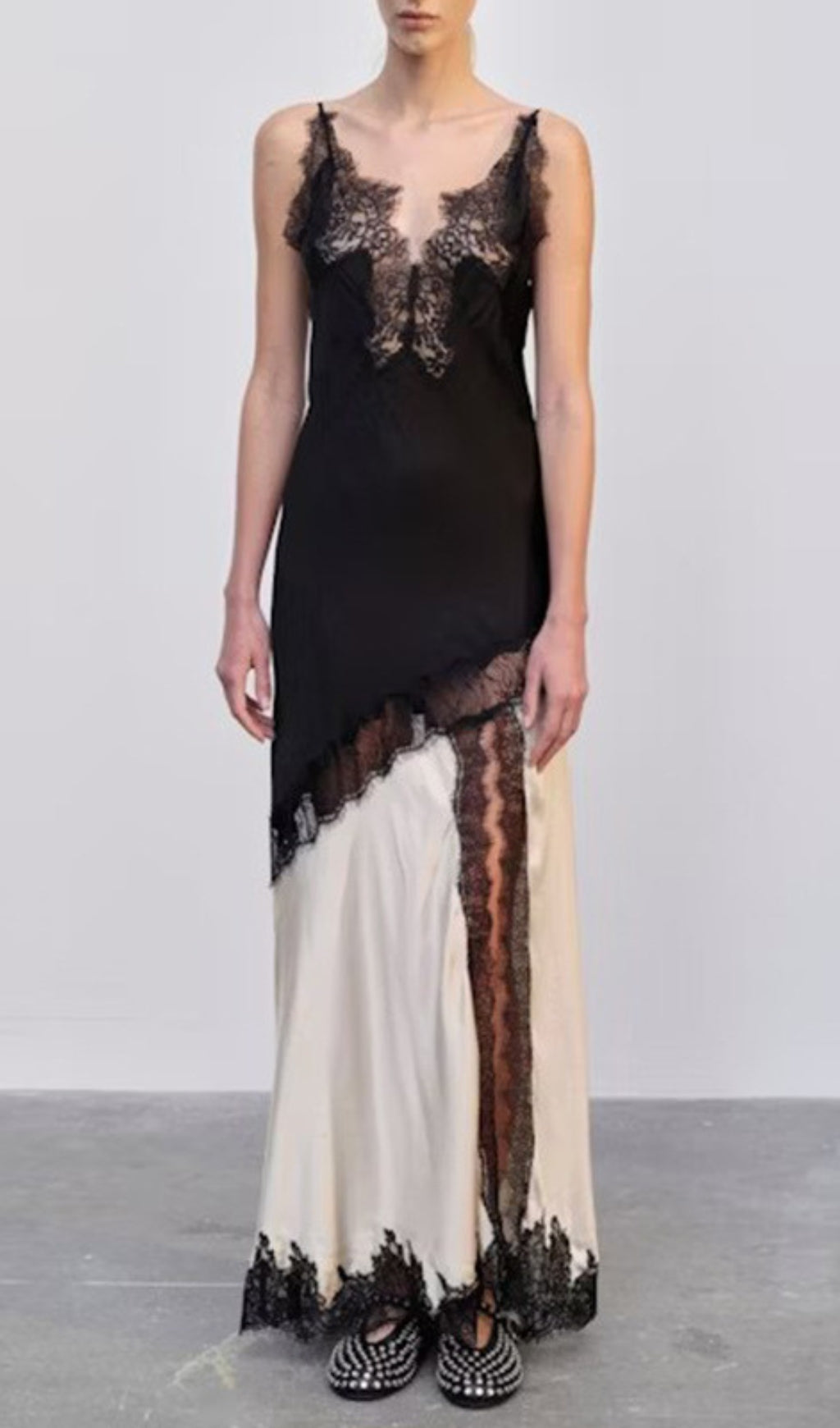 Easter Black Lace Maxi Dress Flowering Girl