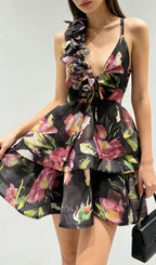 Jadey Floral Printed Mini Dress Flowering Girl