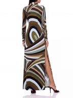 Hylora Split Geo Printed Maxi Dress Flowering Girl