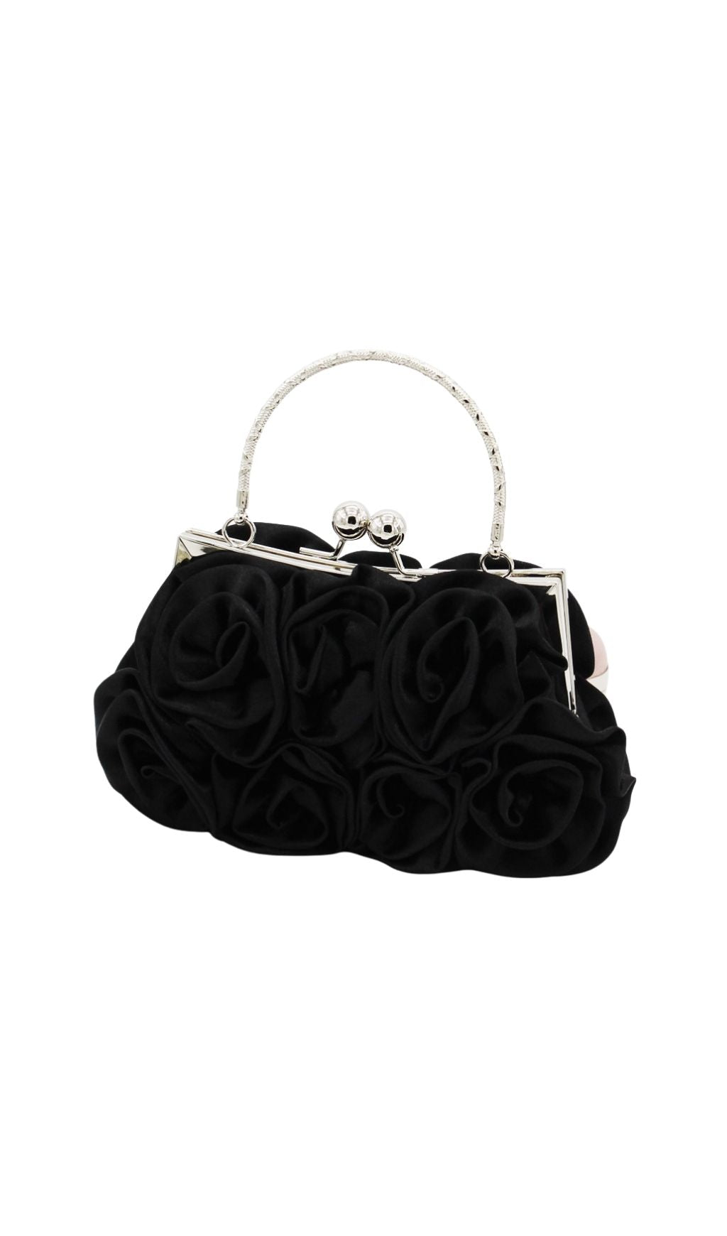 Adahy Flower Satin Bag In Black Flowering Girl