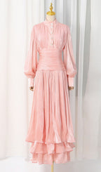 Klarika Pink Long Sleeve Maxi Dress Flowering Girl