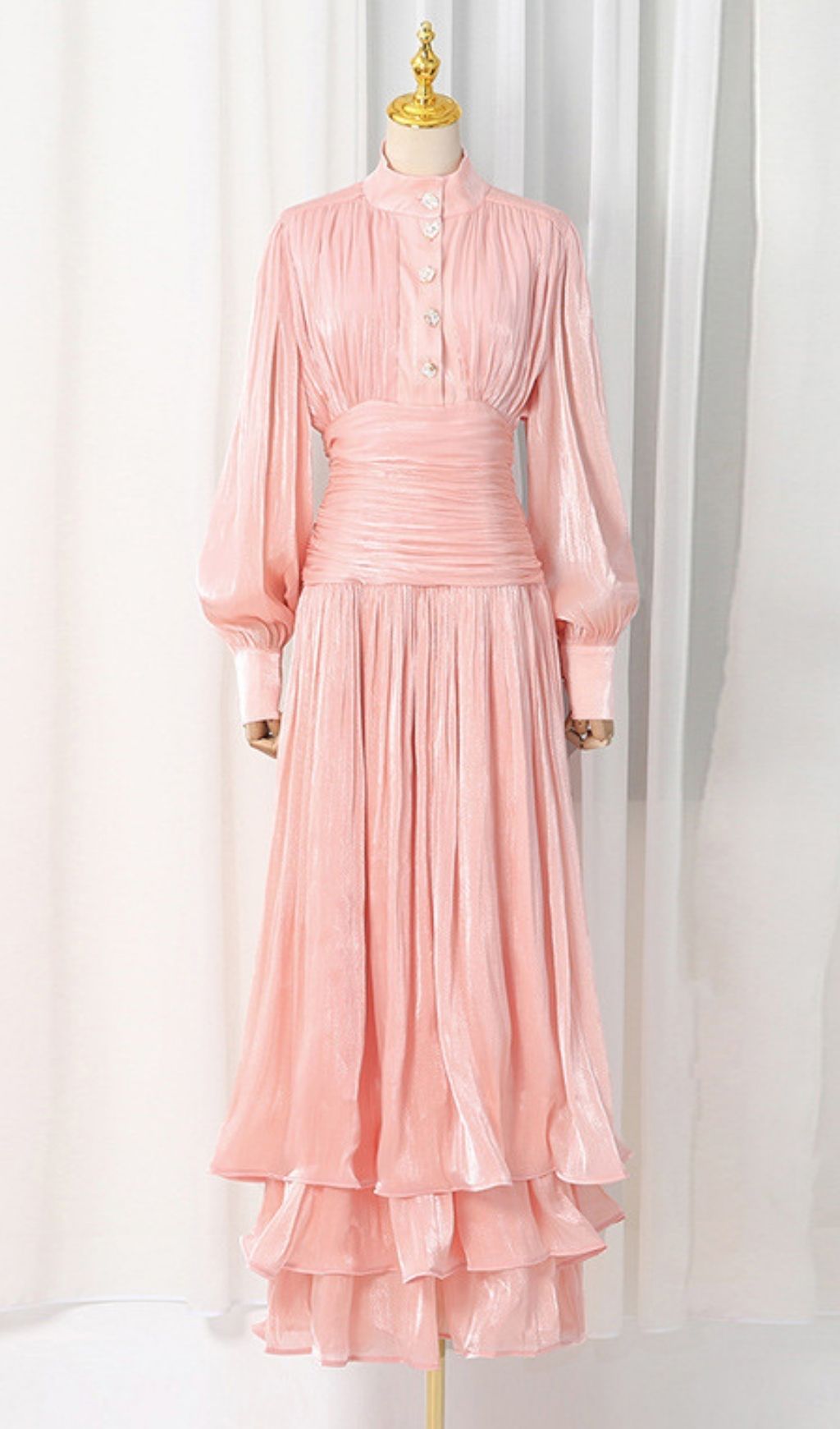 Klarika Pink Long Sleeve Maxi Dress Flowering Girl