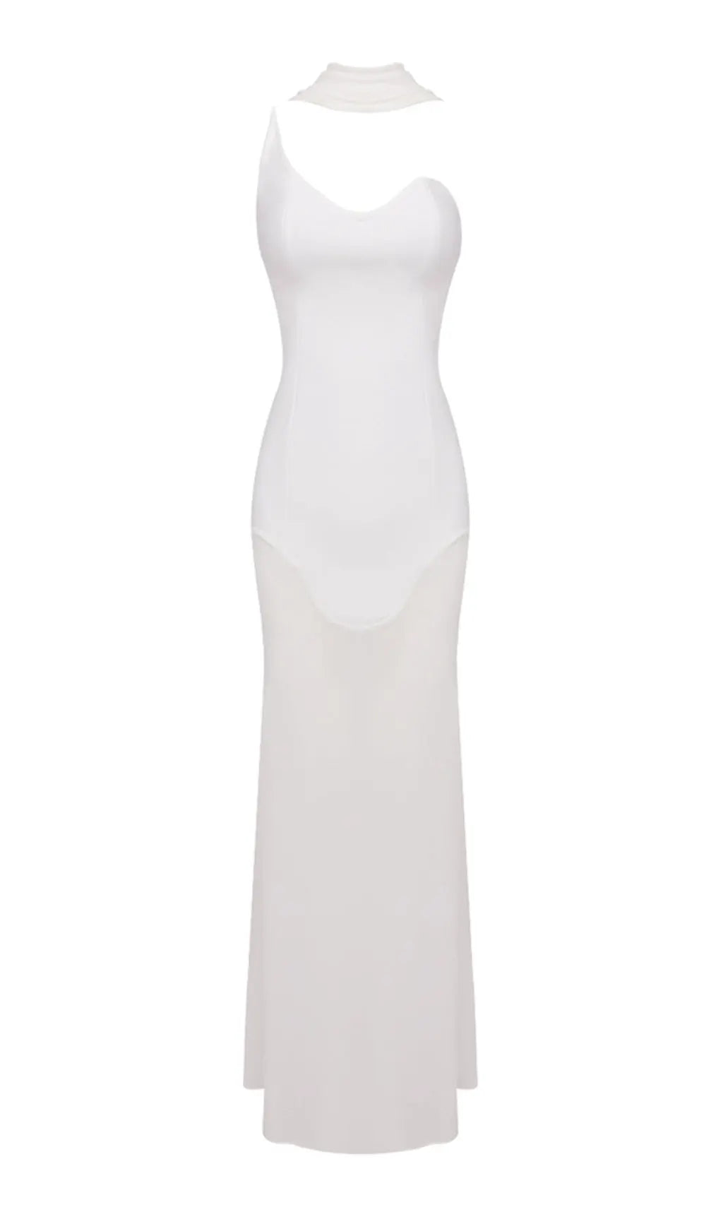 Benno White Strapless Mesh Maxi Dress