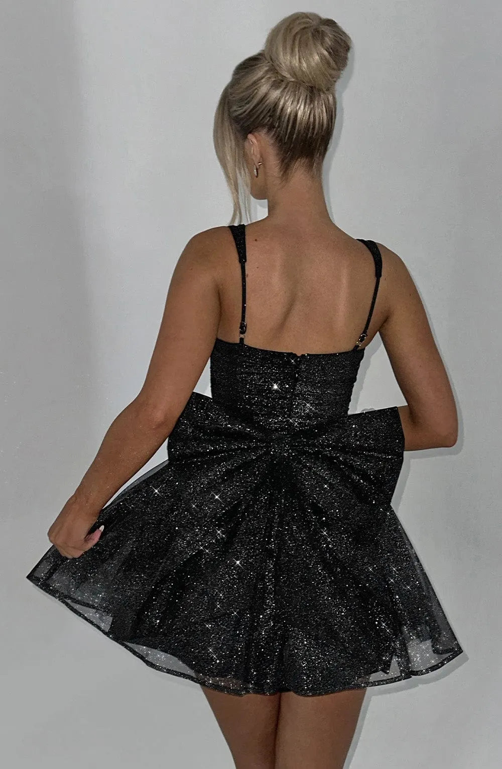 Jacqueline Mini Dress - Black Sparkle Flowering Girl