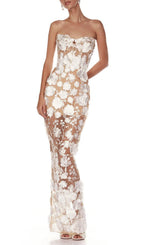 Decla White Strapless Flower Maxi Dress Flowering Girl