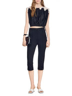 Contrast Lace Crop Top Flowering Girl