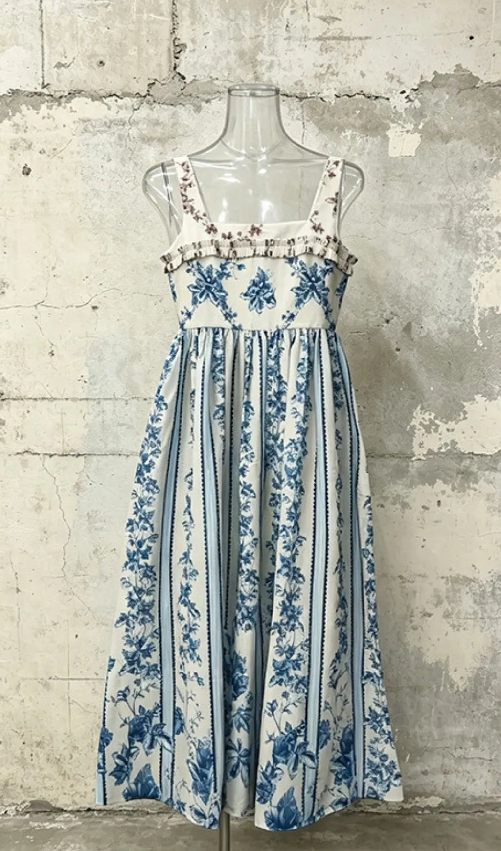 Libra Blue Printed Maxi Dress Flowering Girl