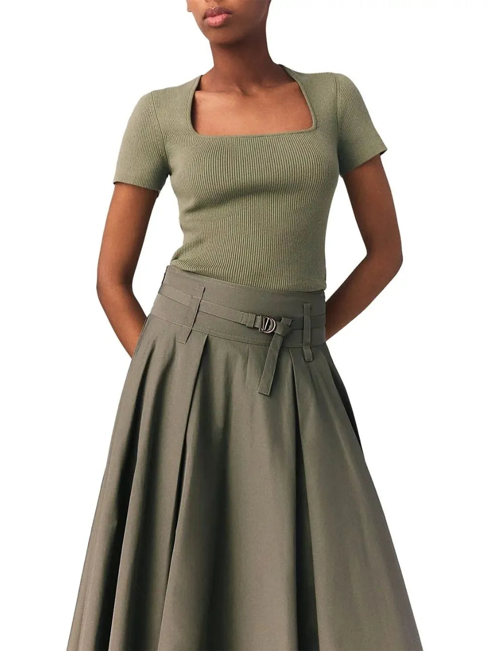 Miyo Ribbed Square Neck Sweater Flowering Girl