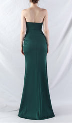 Chizue Green Strapless Corset Split Maxi Dress Flowering Girl