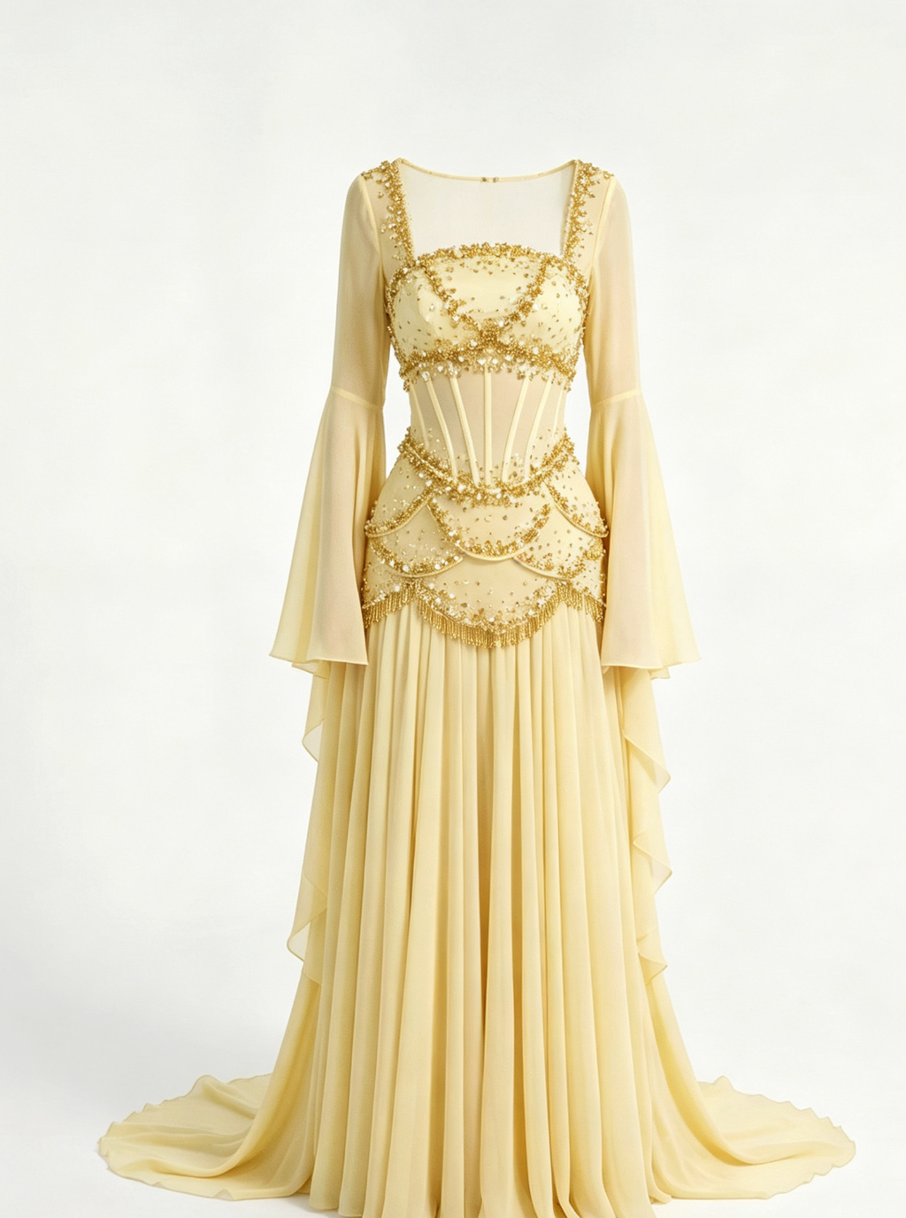 Pale Yellow Chiffon a-Line Gown Flowering Girl
