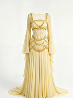 Pale Yellow Chiffon a-Line Gown Flowering Girl