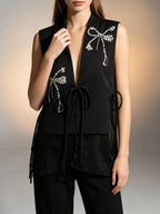 Magdaline Bow Diamante Vest Flowering Girl