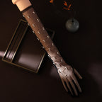 Black Mesh Pearl Gloves Flowering Girl