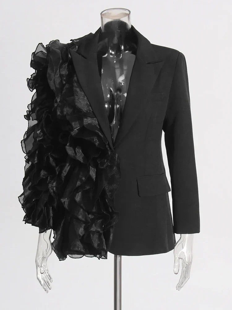 Patchwork Ruffles Chic Blazer in black Flowering Girl