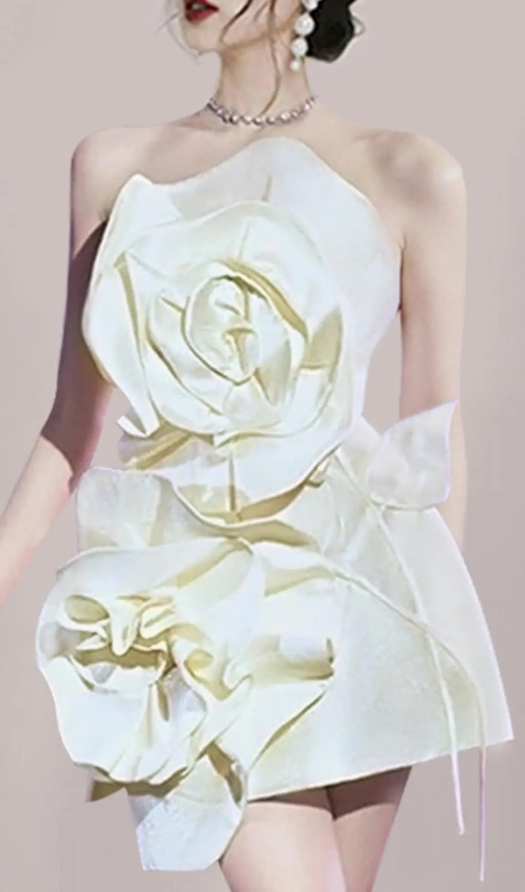 Achlys Beige Flower Bind Mini Dress Flowering Girl