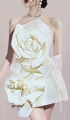 Achlys Beige Flower Bind Mini Dress Flowering Girl