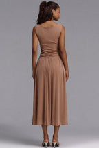 Beige Lightweight Jersey Fit-and-Flare Midi Dress Flowering Girl