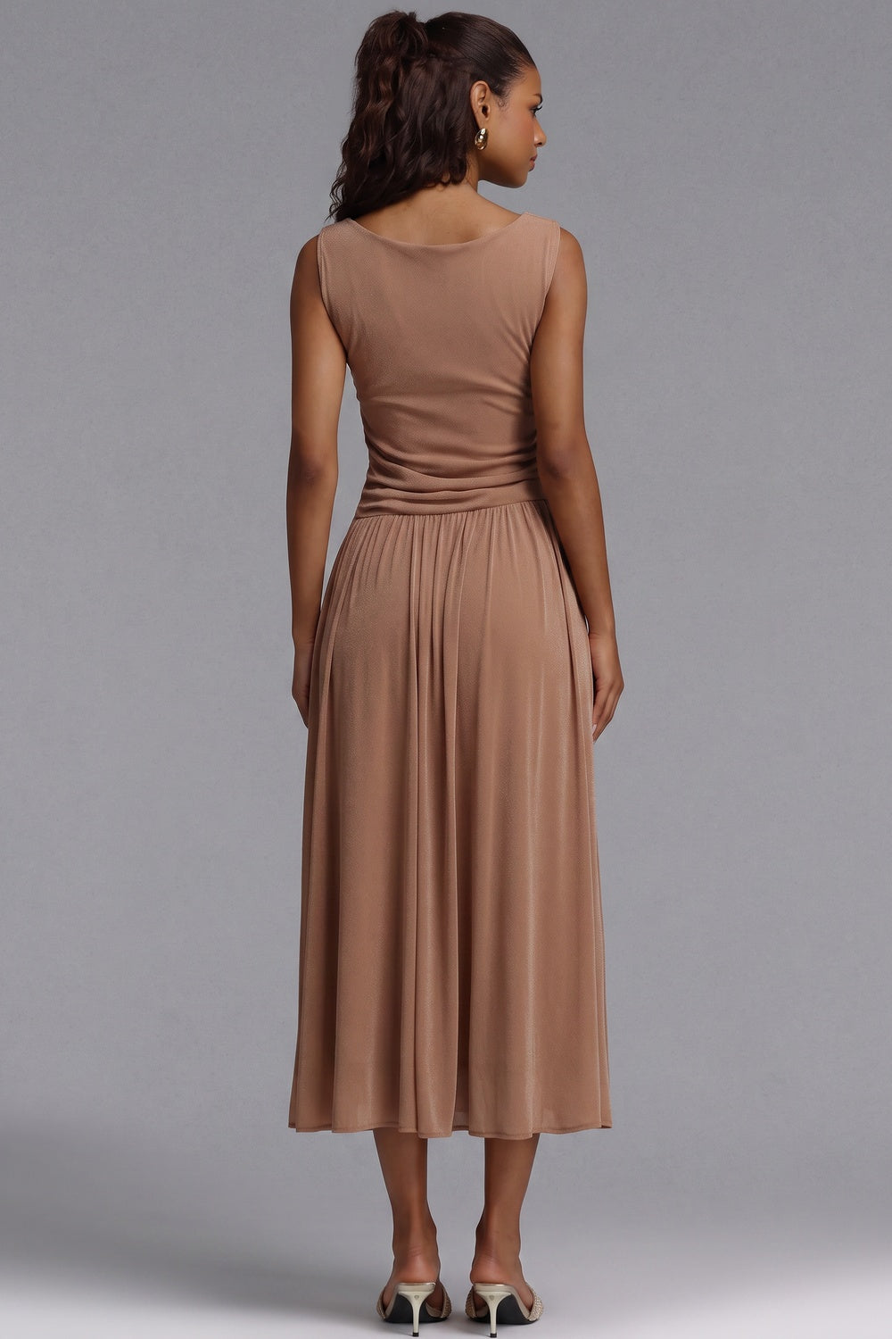 Beige Lightweight Jersey Fit-and-Flare Midi Dress Flowering Girl