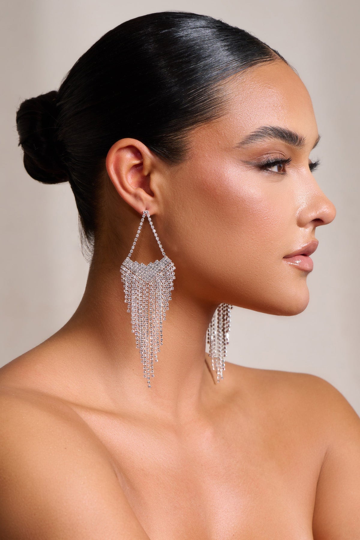 Silver Statement Teardrop Tassel Earrings Flowering Girl