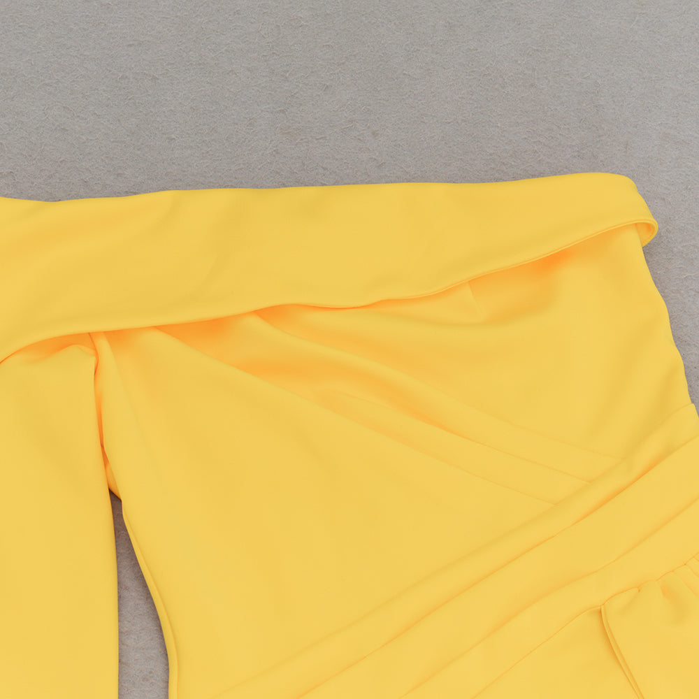 Brook off-shoulder bodycon midi dress in yellow Flowering Girl