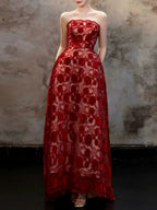 MyAnna Red Strapless Floral Maxi Dress