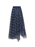 Monet Blue Checkered Skirt