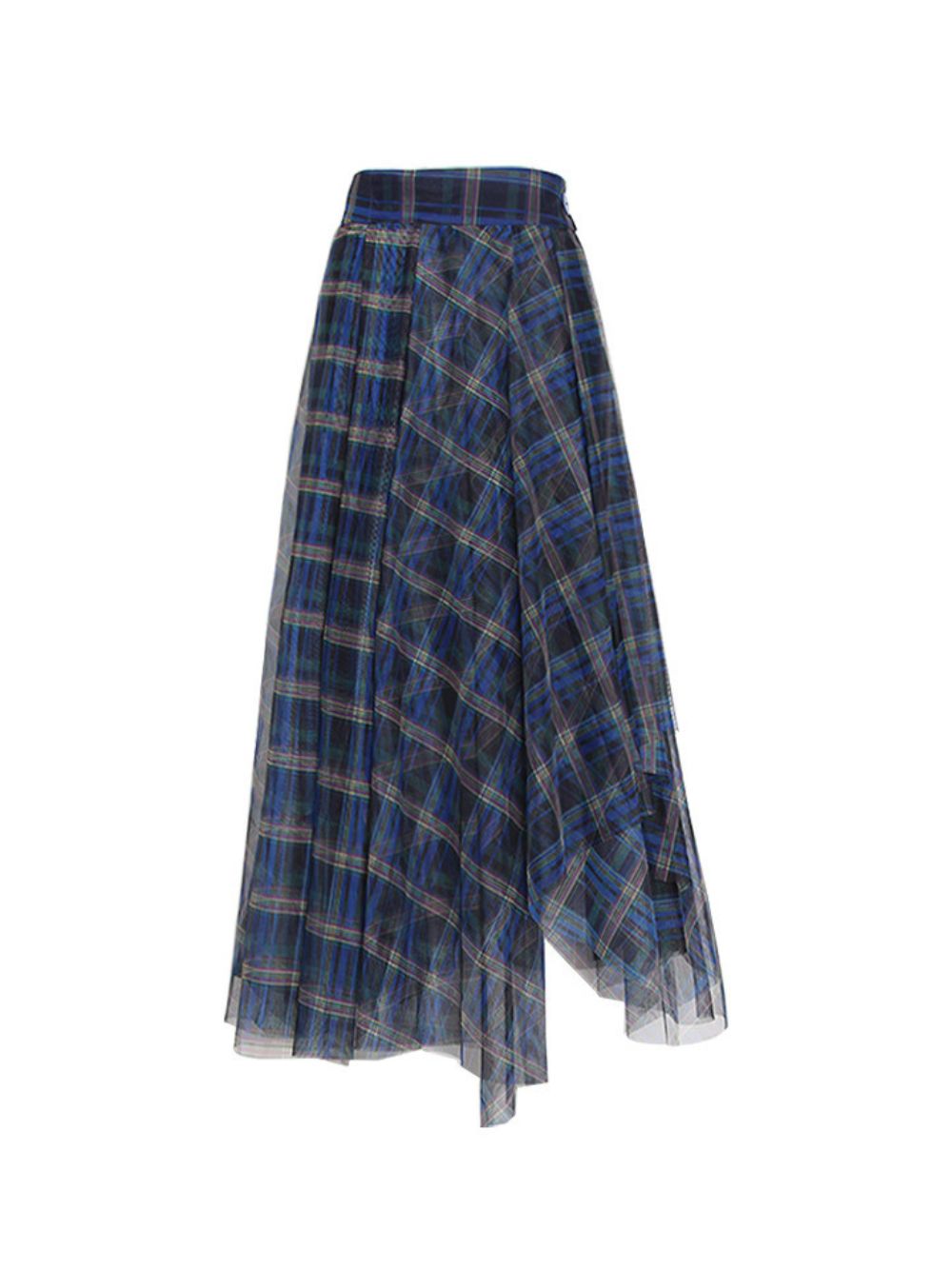 Monet Blue Checkered Skirt