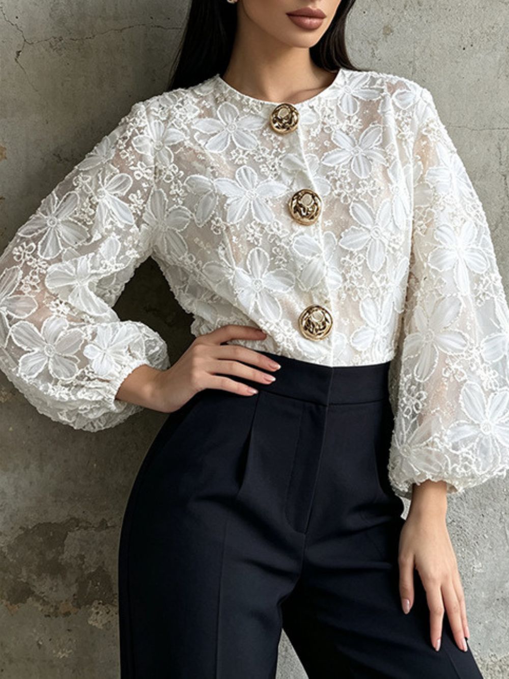 Miyuri Floral Embroidery Top