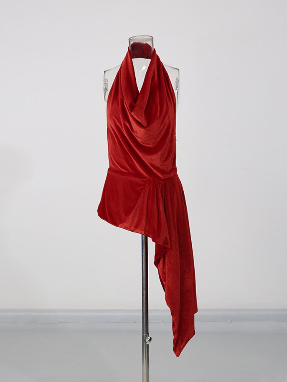Monte Red Halter Velvet Top