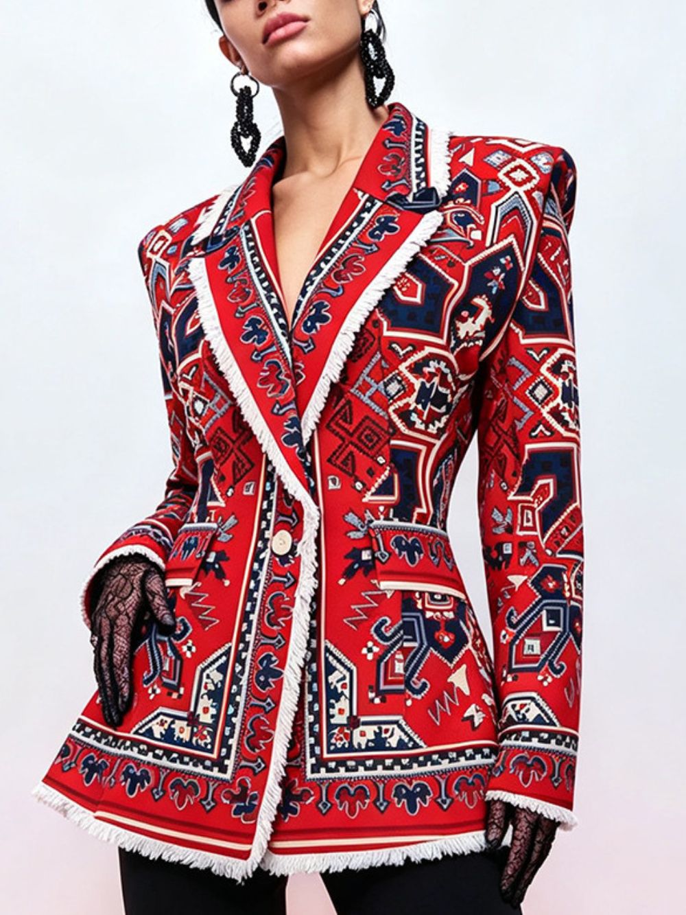 Moxie Red Printed Blazer