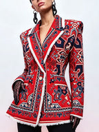 Moxie Red Printed Blazer