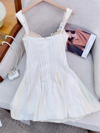 Muriel White Strappy Pearl Dress