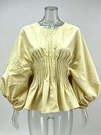 Monica Long Sleeve Pleated Top