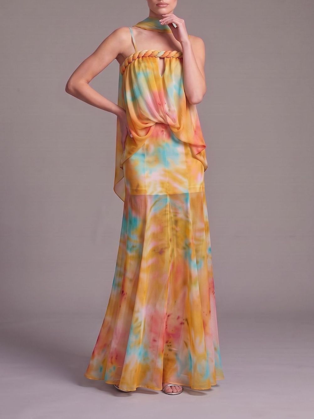 Myla Yellow Spaghetti Printed Maxi Dress