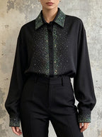 Missy Black Diamante Long Sleeve Shirt