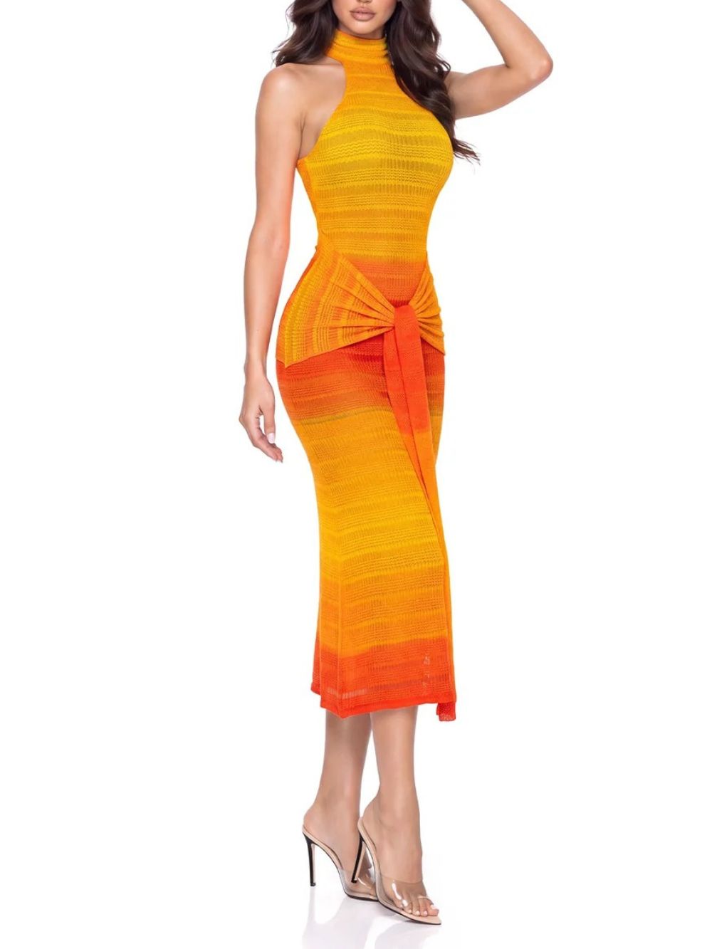 Jarnuq Halterneck Ombre Midi Dress Flowering Girl