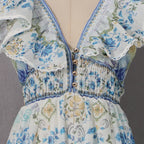 Harding V-Neck Printed Midii Dress Flowering Girl