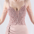Chofa Pink Flower Bead Corset Maxi Dress Flowering Girl