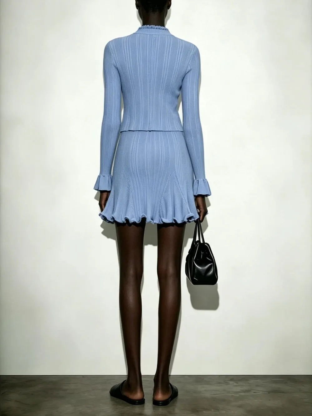 Julio Blue Cardigan & Mini Skirt Set Flowering Girl