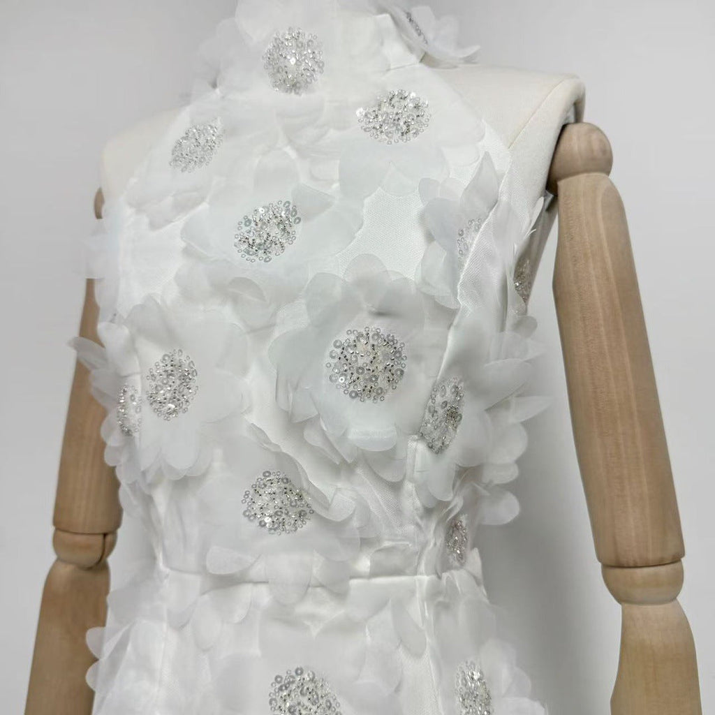 Cherry Blossom Mini Dress In White Flowering Girl