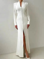 Masahide Long Sleeve Slit Maxi Dress Flowering Girl