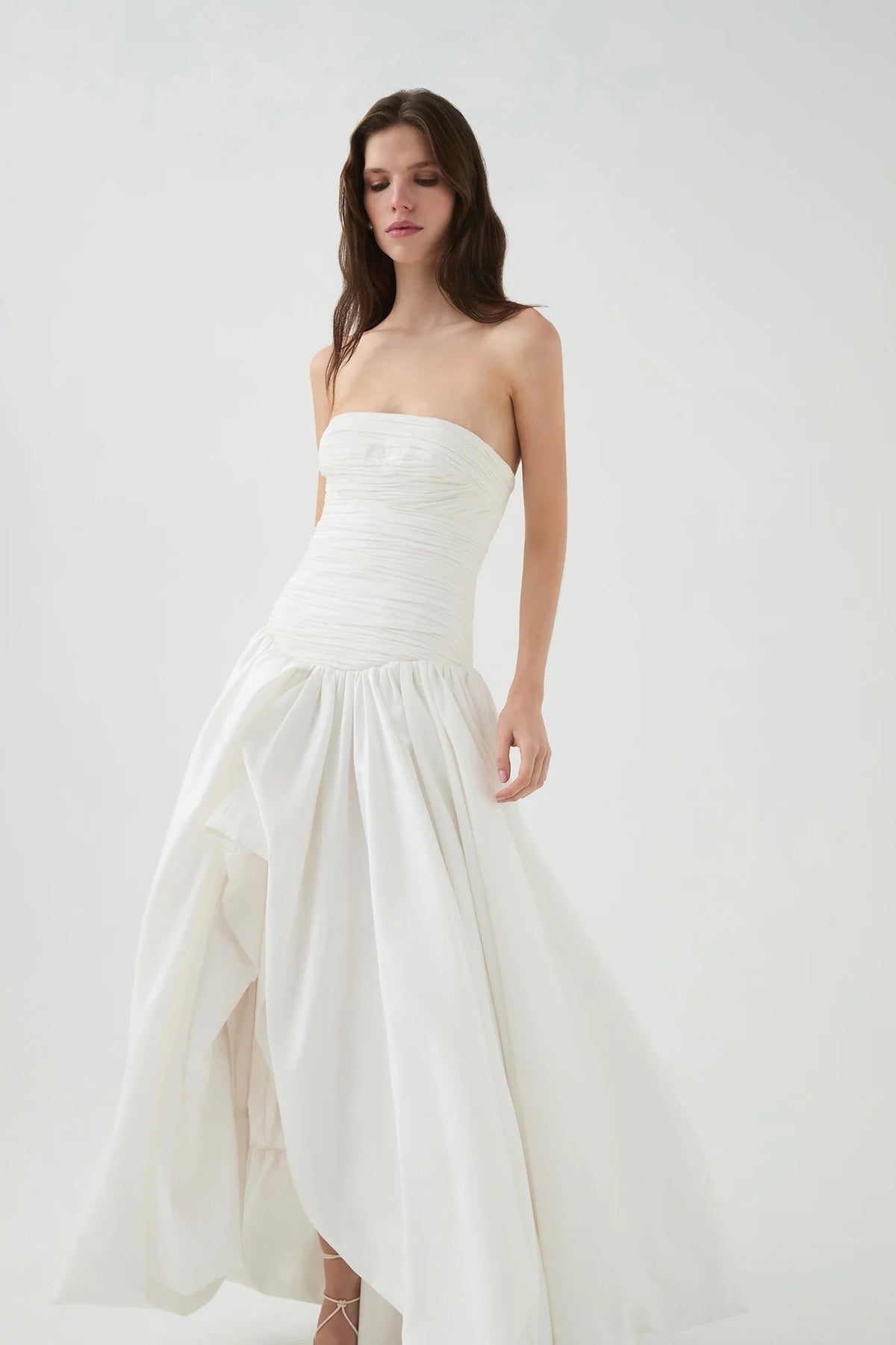 Nancy Bubble Hem Maxi Dress In Ivory Flowering Girl