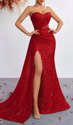 Kailey Strapless Sequin Maxi Dress Flowering Girl
