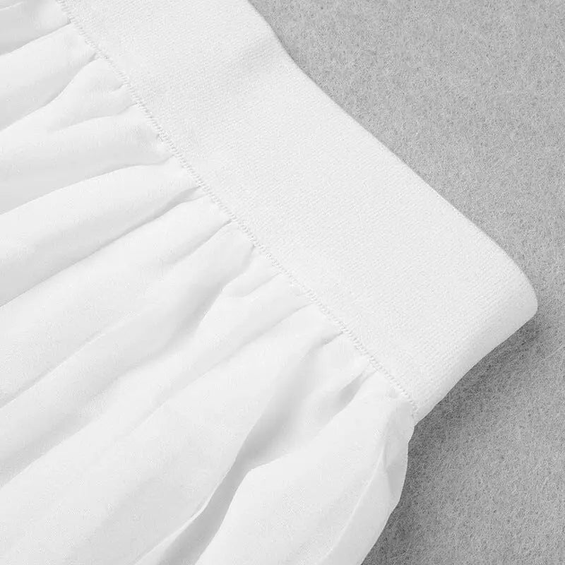 Bandage Halter Irregular Maxi Dress In White Flowering Girl