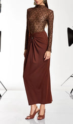 Darcila Long Sleeve Lace Ruched Skirt Set Flowering Girl