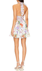 Aglaea Halter Floral Mini Dress Flowering Girl